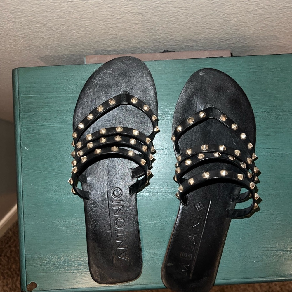 ANTONIO MELANI Black Studded Sandals